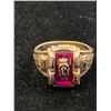 Image 1 : 10K LADIES RING SET WITH RED STONE (5.1G)
