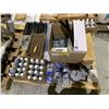 Image 1 : PALLET OF ASSORTED ITEMS; EVERBILT PEG HOOKS, EXTEND FOAM SPRAY, COMBBIND SPINES AND MORE