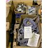 Image 1 : PALLET OF ASSORTED ITEMS; BOX OF FALL HARNESS ROPE, FAST DRYING ENAMEL, BRACKETS AND OUTDOOR