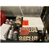 Image 2 : SHELF LOT OF ASSORTED CAR PARTS; BREMBO BRAKE ROUTERS. MUFFLER ADAPTERS, CABIN FILTERS AND MORE