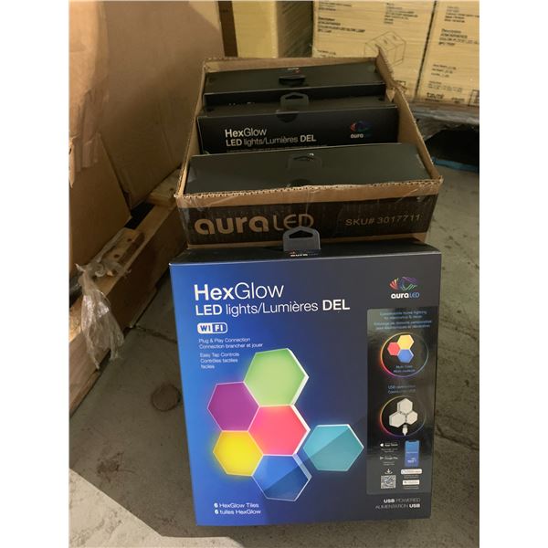 BOX OF 6 AURORA LED TZUMI HEXGLOW WIFI LIGHTS