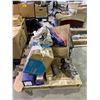 Image 1 : PALLET OF ASSORTED CAR PARTS; AXELS, TYVEK OVERALLS AND MORE