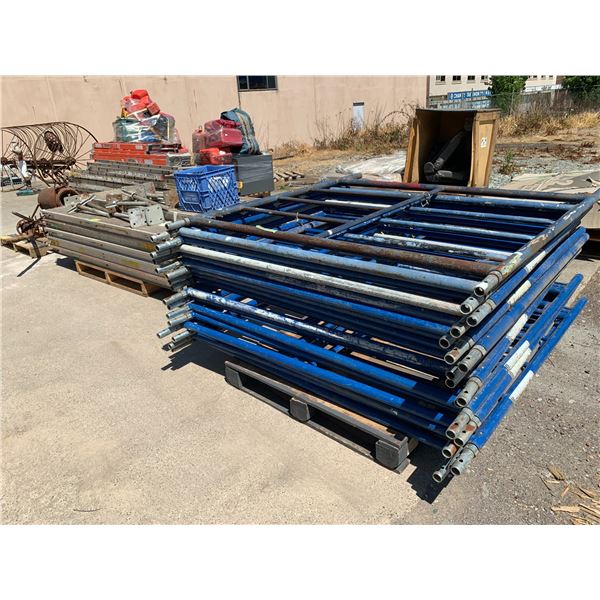 2 PALLETS OF SCAFFOLDING PARTS INCLUDING; WALK BOARDS, SCREW JACKS