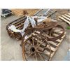 Image 2 : 2 PALLETS OF VINTAGE FARM EQUIPMENT INCLUDING; WHEELS & FENCING/GATES