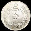 Image 2 : 1932 Iran Silver 5 Rials NEARLY UNCIRCULATED
