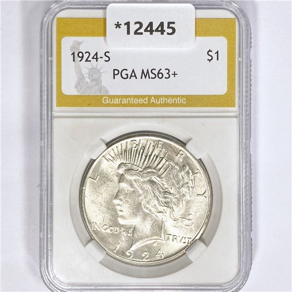 1924-S Silver Peace Dollar PGA MS63+