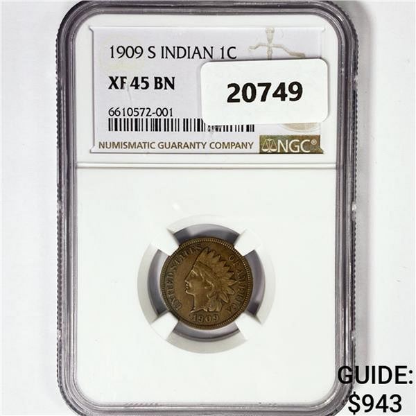 1909-S Indian Head Cent NGC XF45 BN