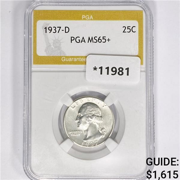 1937-D Washington Silver Quarter PGA MS65+