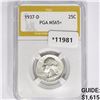 Image 1 : 1937-D Washington Silver Quarter PGA MS65+