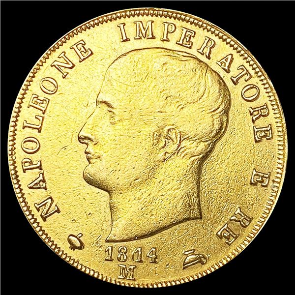 1814/09 Italy-Napoleon .3734oz Gold 40 Lires