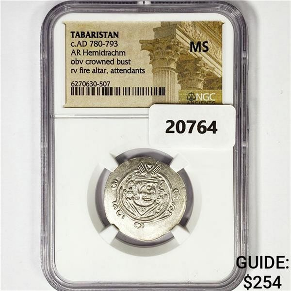 AD 780-793 Tabaristan AR Hemidrachm NGC MS