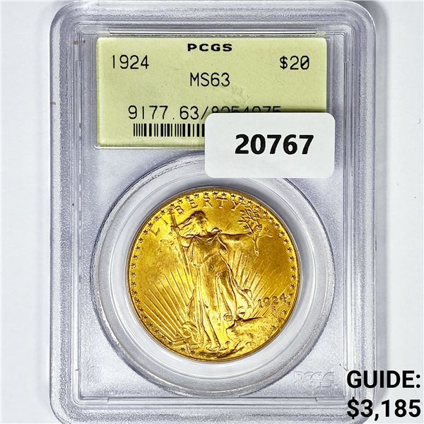 1924 $20 Gold Double Eagle PCGS MS63