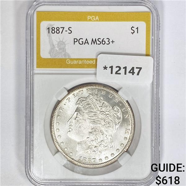 1887-S Morgan Silver Dollar PGA MS63+