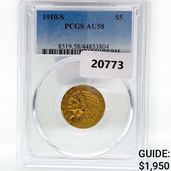 1910-S $5 Gold Half Eagle PCGS AU58