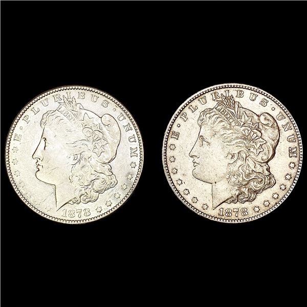 (2) 1878-S Morgan Silver Dollars NEARLY