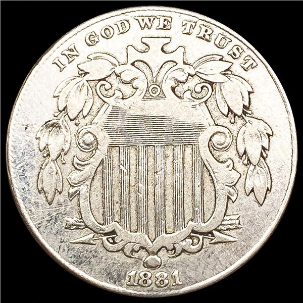 1881 Shield Nickel LIGHTLY CIRCULATED