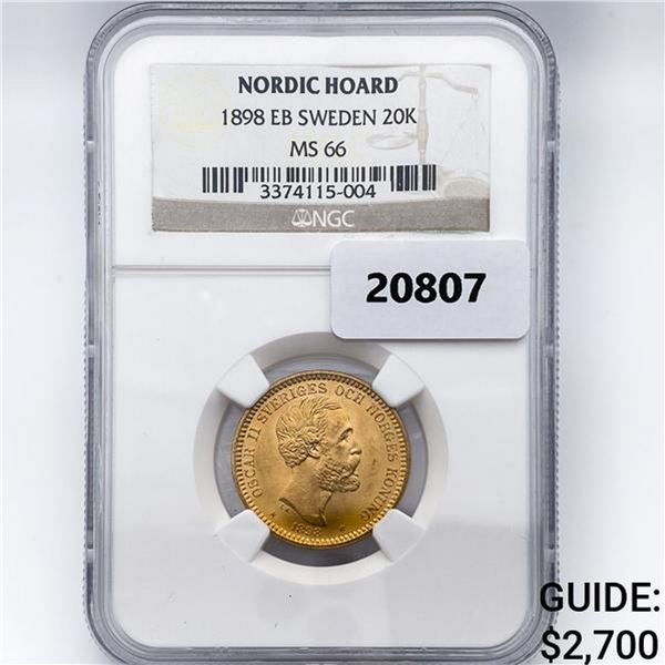 1898 EB 20 Kronor .26oz Sweden Gold NGC MS66