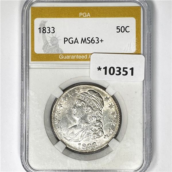 1833 Capped Bust Half Dollar PGA MS63+