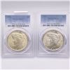 1922 Set (2) Silver Peace Dollar PCGS MS63