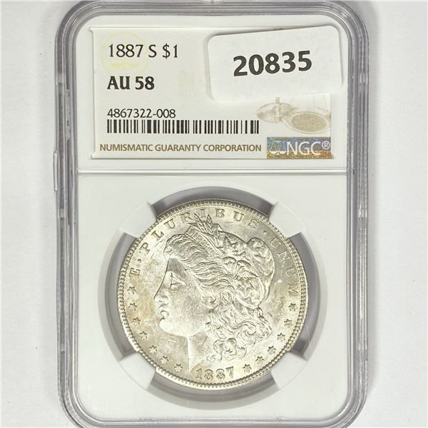 1887-S Morgan Silver Dollar NGC AU58