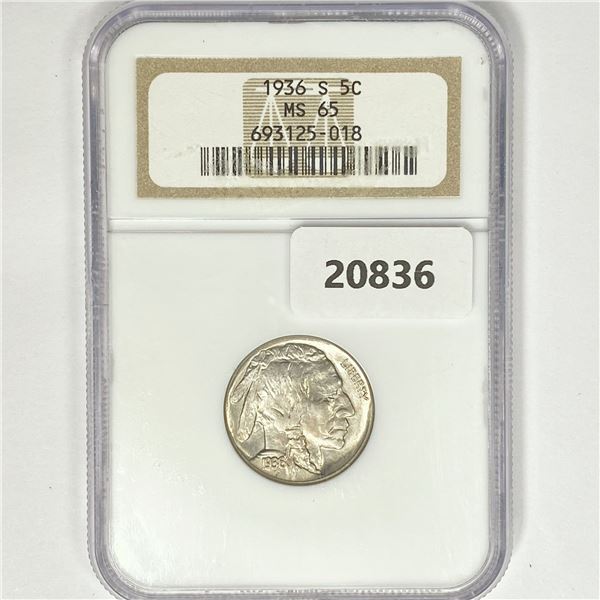 1936-S Buffalo Nickel NGC MS65