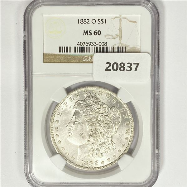 1882-O Morgan Silver Dollar NGC MS60