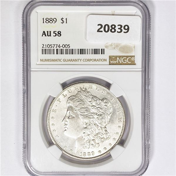 1889 Morgan Silver Dollar NGC AU58