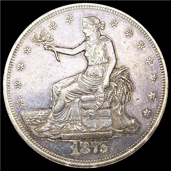 1875-CC Silver Trade Dollar CHOICE AU