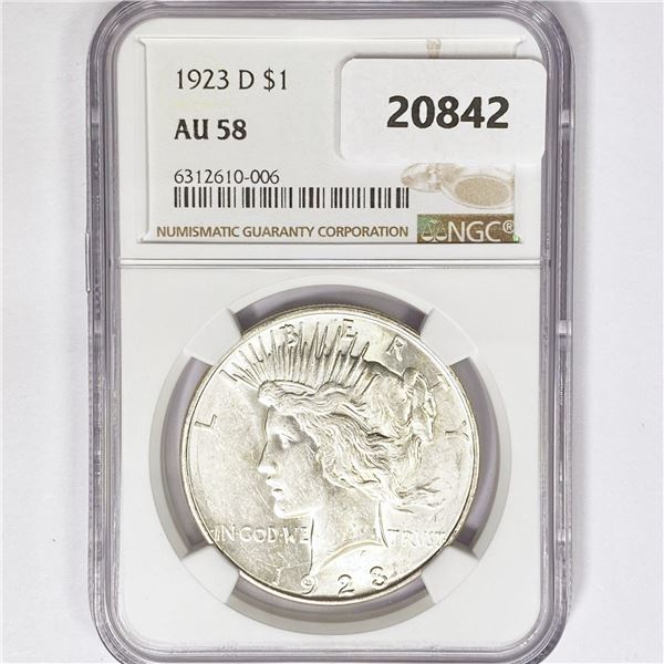 1923-D Silver Peace Dollar NGC AU58