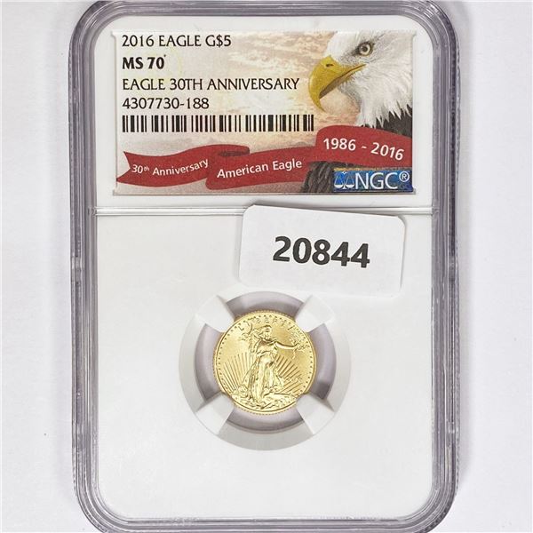 2016 $5 1/10oz American Gold Eagle NGC MS70