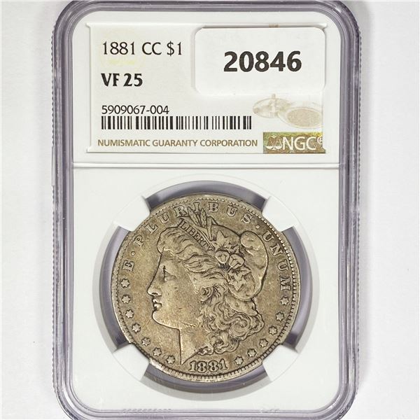 1881-CC Morgan Silver Dollar NGC VF25