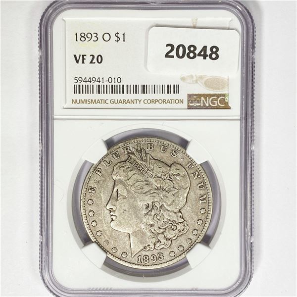 1893-O Morgan Silver Dollar NGC VF20