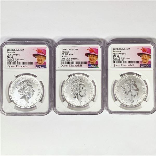 2023 Set (3) 1oz G.B. S2Â£ NGC GEM UNC Q.