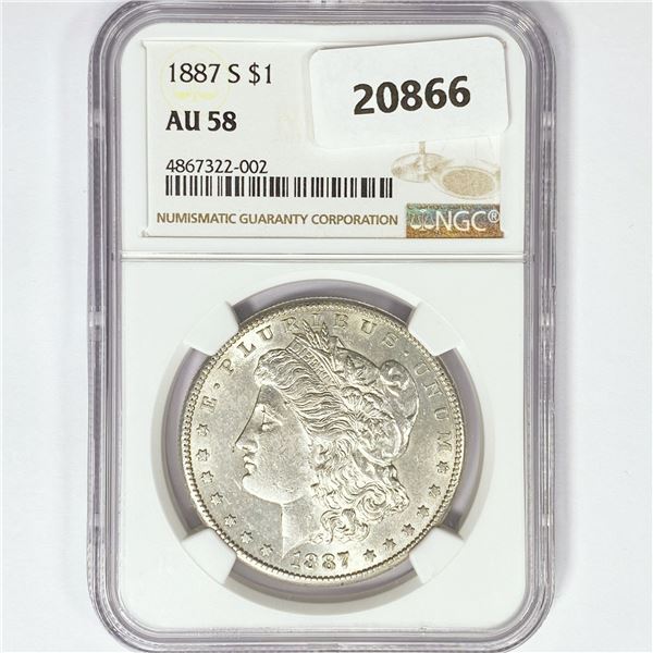 1887-S Morgan Silver Dollar NGC AU58