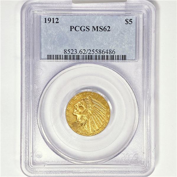 1912 $5 Gold Half Eagle PCGS MS62