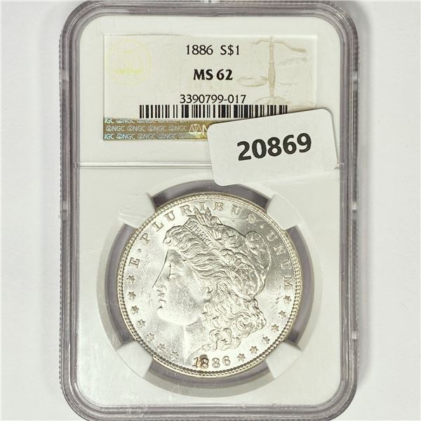 1886 Morgan Silver Dollar NGC MS62