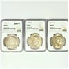 Image 1 : 1974 Set (3) Eisenhower Silver Dollars NGC MS65