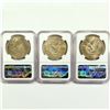 Image 2 : 1974 Set (3) Eisenhower Silver Dollars NGC MS65