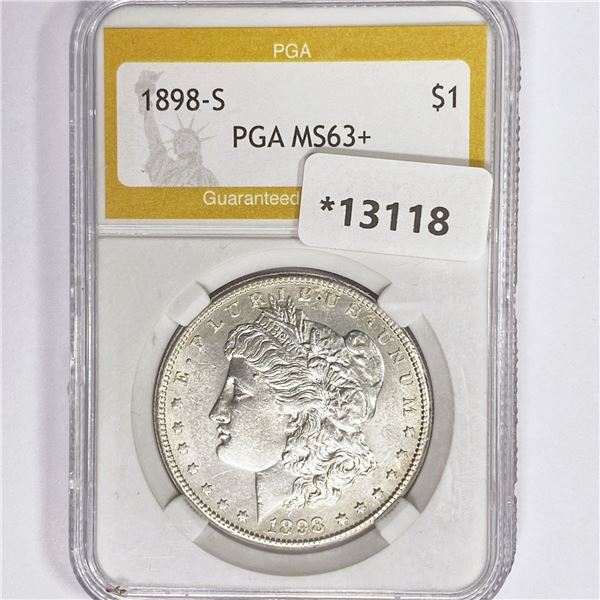 1898-S Morgan Silver Dollar PGA MS63+