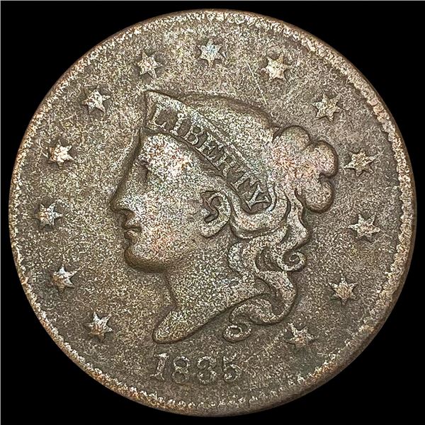 1835 Sm 8, 8 Stars Large Cent NICELY CIRCULATED