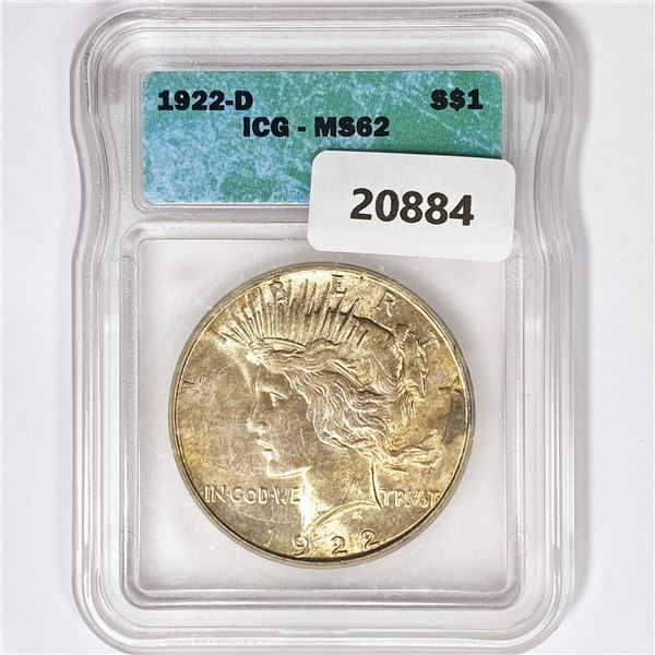 1922-D Silver Peace Dollar ICG MS62