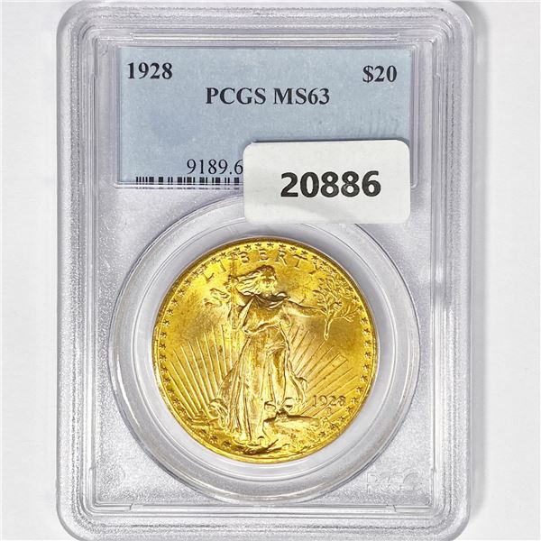 1928 $20 Gold Double Eagle PCGS MS63