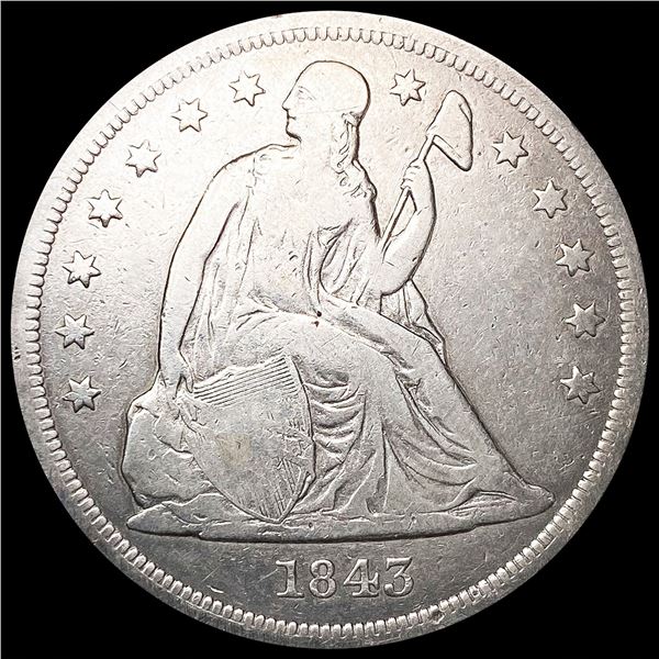 1843 Seated Liberty Dollar NICELY CIRCULATED