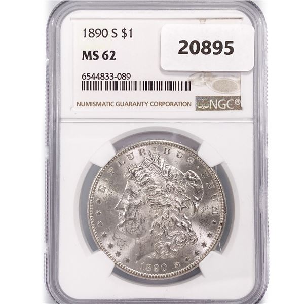 1890-S Morgan Silver Dollar NGC MS62