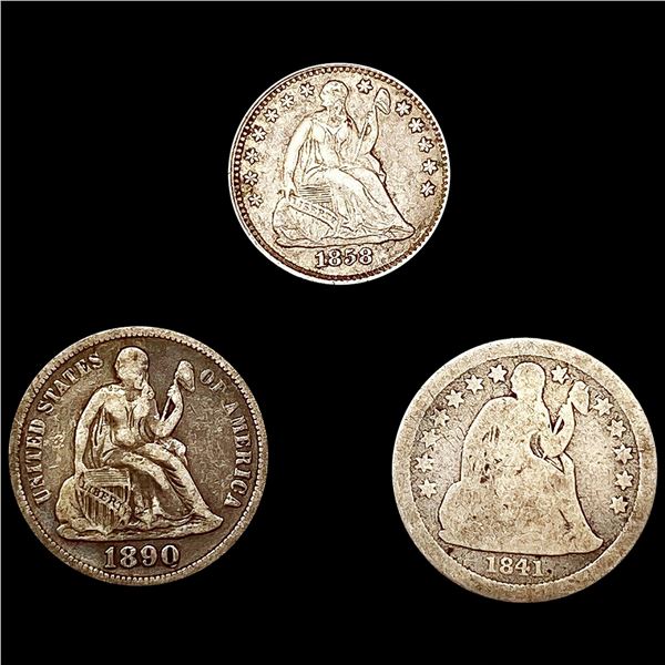 (3) Misc Seated Liberty Coins (1841-O, 1858, 1890