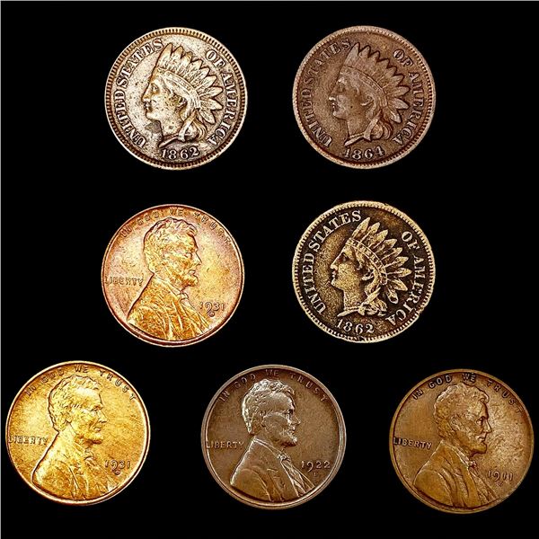 (7) Misc Cents ((2) 1862, 1864, 1911-D, 1922-D, (