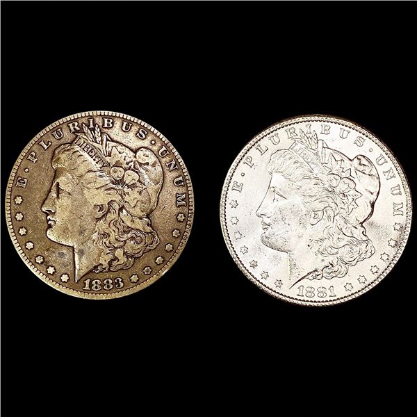 (2) Morgan Silver Dollars (1881-S, 1883-S)