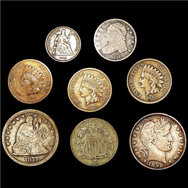 (8) Misc Coins (1831, 1859, 1860, 1861, 1867, 187