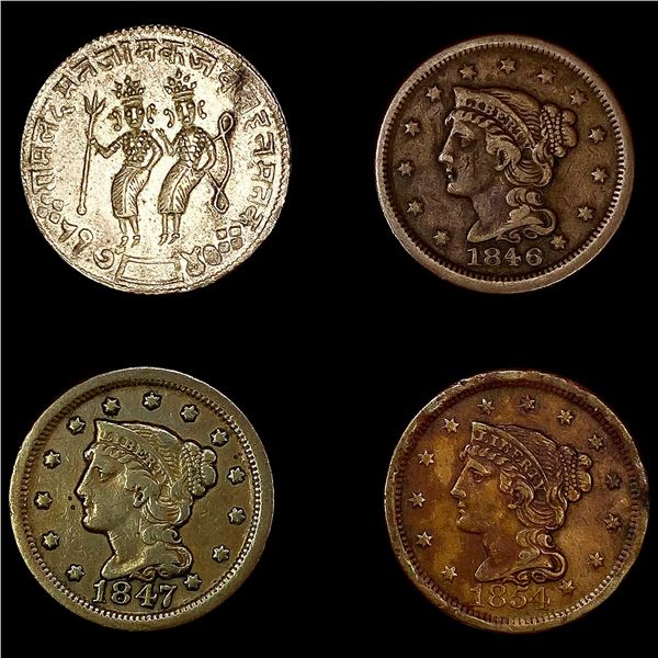 (4) Misc Coins (1846, 1847, 1854) LIGHTLY CIRCULA