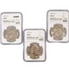 Image 1 : 1974 Set (3) Eisenhower Silver Dollars NGC MS65
